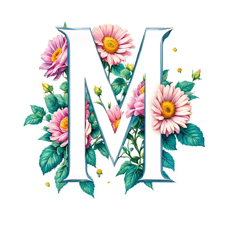 Letter M Rose Daisy