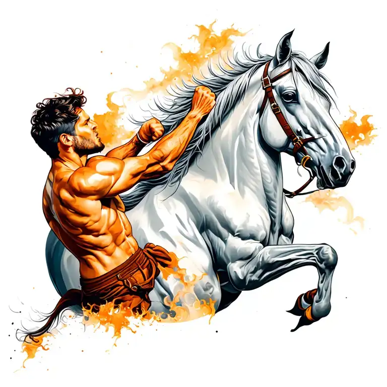 Man Punching A Horse