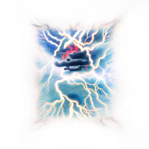 Dark Cloud With Vertical Dark Blue Lightning