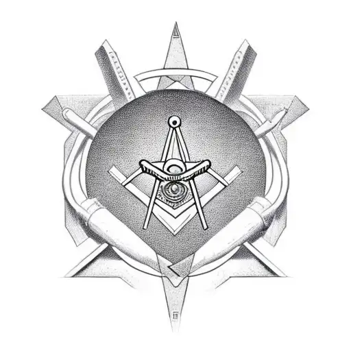 Masonic Radiant Delta Symbol Surrounded By Motorcycle Parts