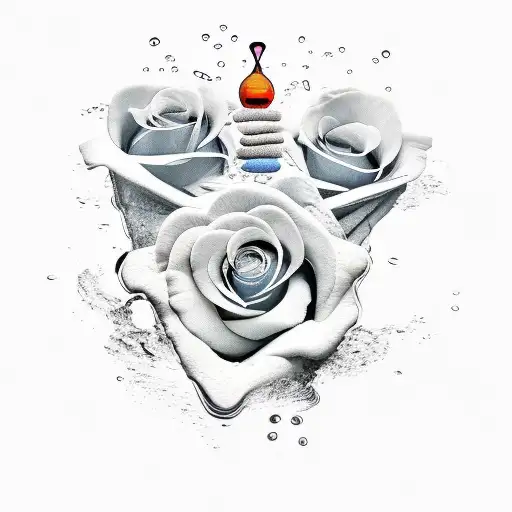 Rose With Water And Spa And Rocks