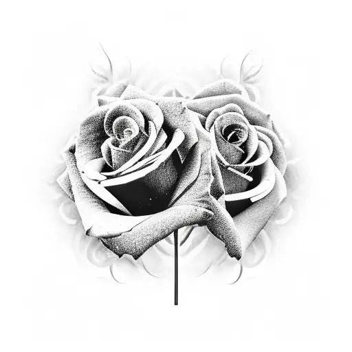 Black Roses Clisters On Shoulder And Sched With Red Highlights