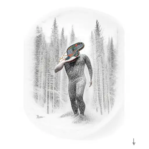 A Swimmer Surrounded By Guitar Strings In A Forest