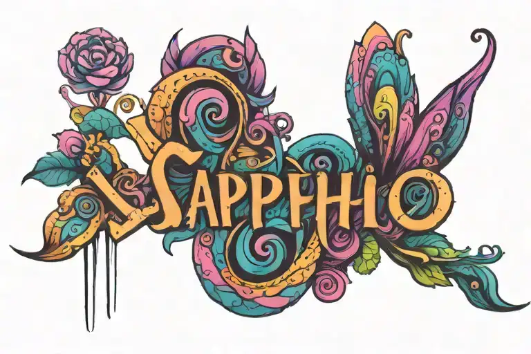 The Word 'Sappho' Wrote In A Cute Psychedelic Font To Represent My Daughter