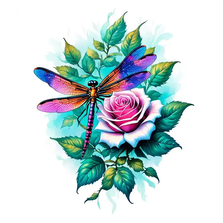 Dragonfly And Rose