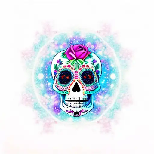 A Sugar Skull Surrounded By A Galaxy Filled With Stars And Roses