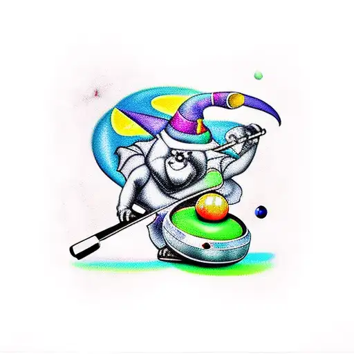 Wizard Playing Pool With Harley Motorcycles In Background