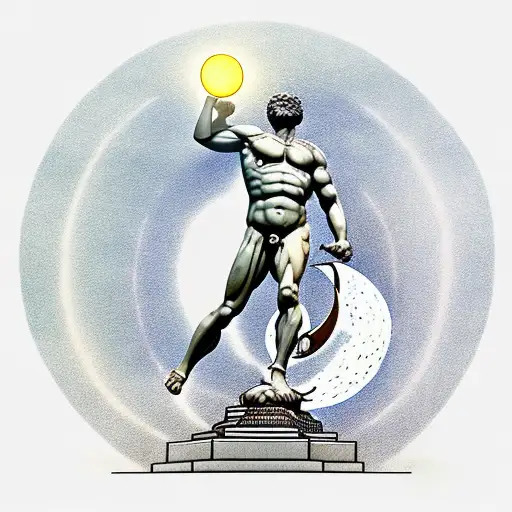 Statue Of Atlas Carrying The Turkish Moon And Star