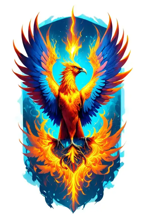 Pheonix Rising Bright Ank Symbol On Chest