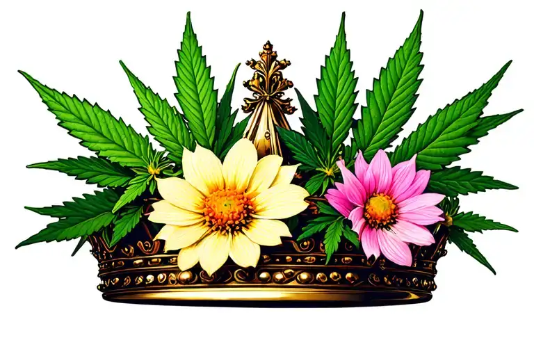 Cannabis Flowers Behind A Crown Surrounded Stylus Femme