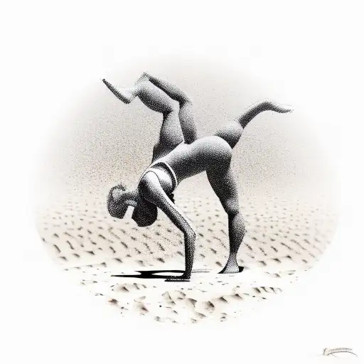 A Stunning Realistic Portrayal Of A Handstand On Top Of A Sand Dune At Sunset