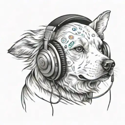 Space Dog Wearing Headphones