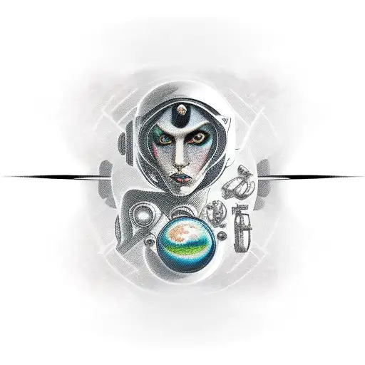 Motorcycle Parts With Seductive Eyes And Planet