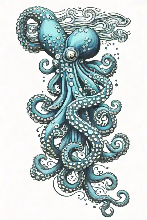 Blue Octopus On Top Of The Water