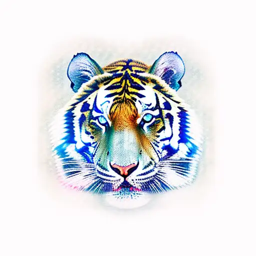 Tiger With Binary Code In The Background