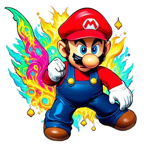 Psychedelic Evil Super Mario Tattoo Design