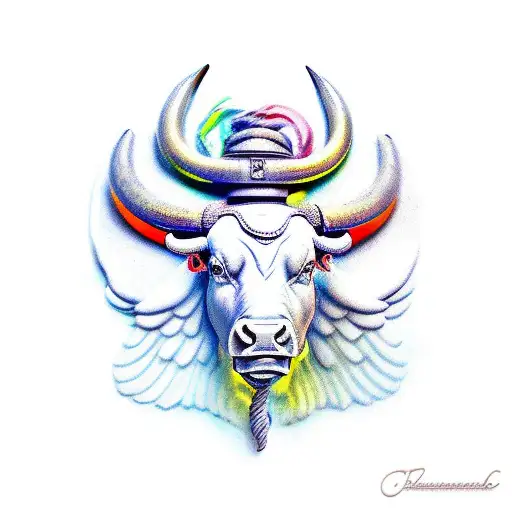 Classic Statue Of Bull With Wings