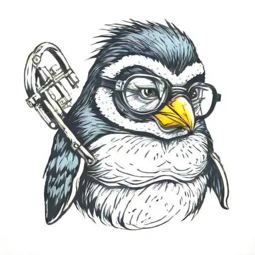 Design A Penguin With Glasses Cartoon Edgy In Color For A