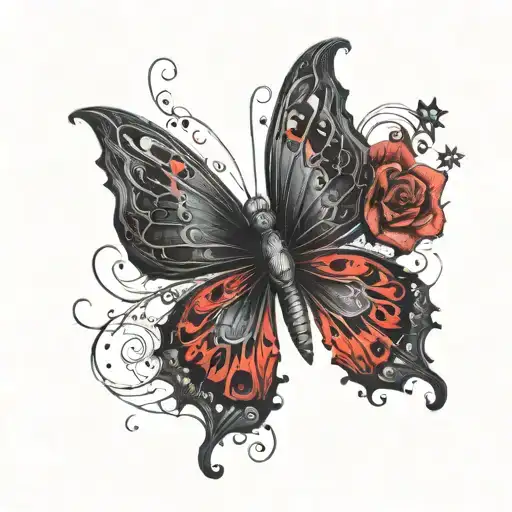 Evil Black And Red Butterfly
