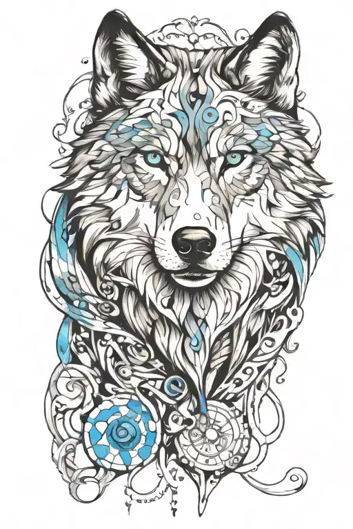 Wolf Blue Eyes Surrounded