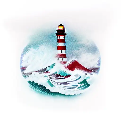 Ocean Wave And Lighthouse
