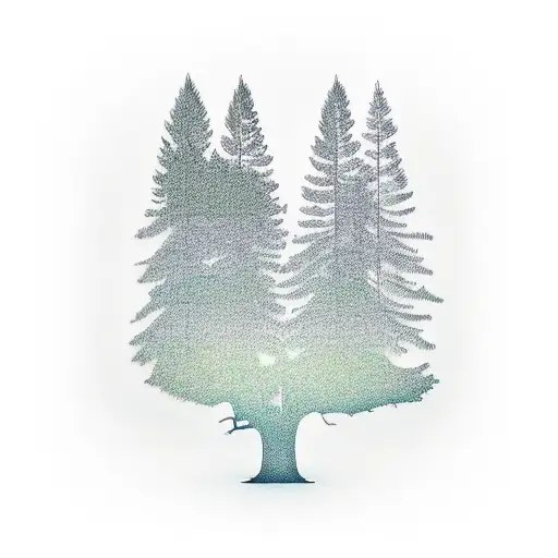 A Minimalist Tattoo Of A Computer Circuit Board Forming The Silhouette Of A Forest