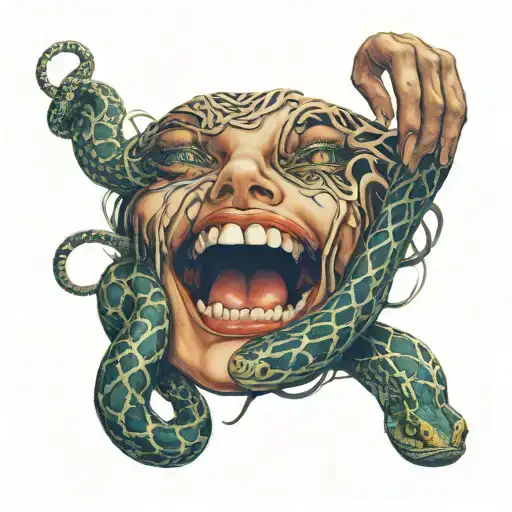 A Body Of A Girl Touchet By A Snake