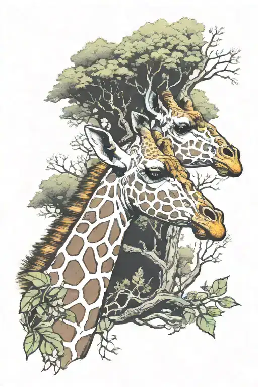 Psychedelic Giraffe By The Woods