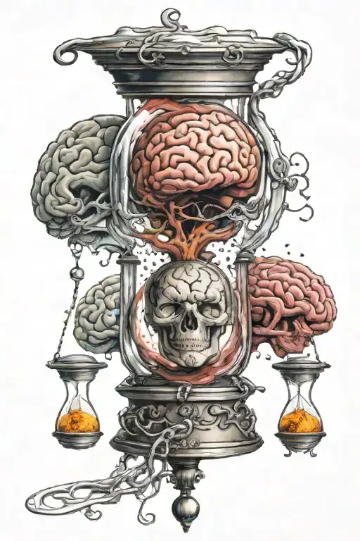 Brain In Hourglass Dissolving Upward