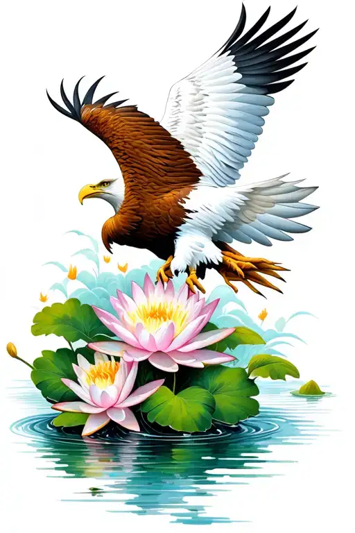 Sea Eagle And Water Lily Intertwined