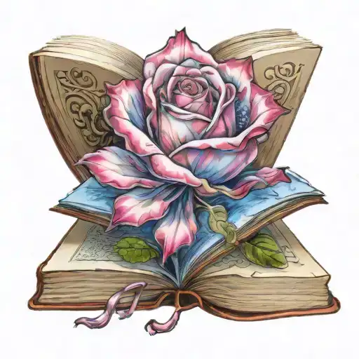 Book With Crystal Rose Coming Out Of It