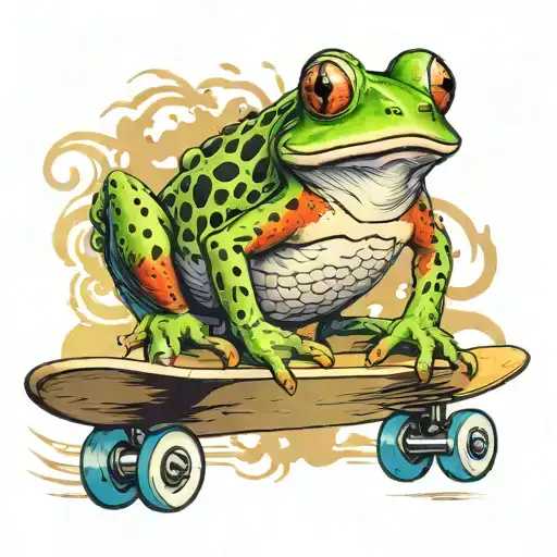 A Frog On A Skateboard Deck