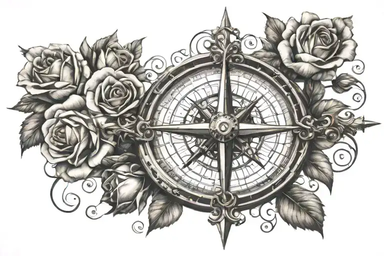 Compass Cross With Roses