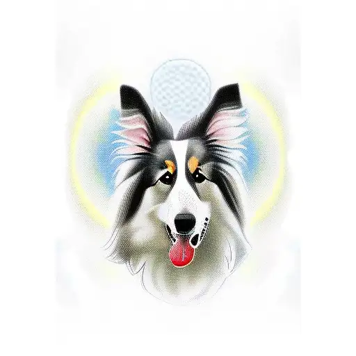 Collie Dog With Head In Mitten