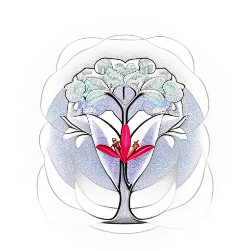 Tree Of Life With A Ruby And A Lily