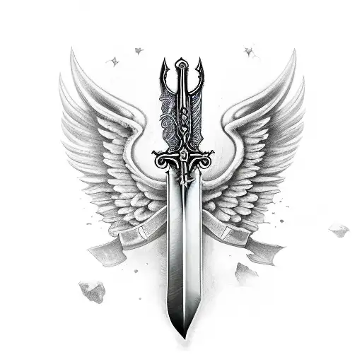 Long Sharp Sword With Angel Wings