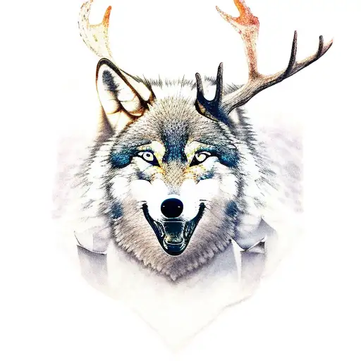 A Wolf With Deer Horns
