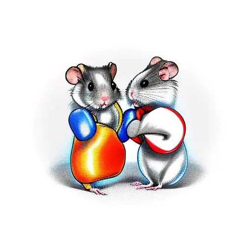 Two Hamsters Boxing In A Ring