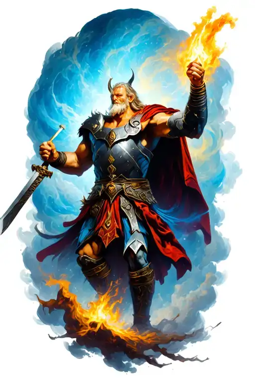 Norse Mythology Thor Fighting The Midgard