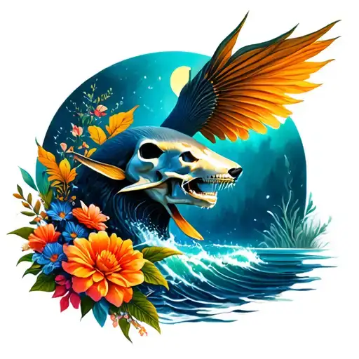 Teschio With The Sea Nature Animals Flowers And More