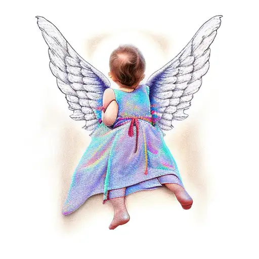 Adult Angel Climbing A Wall