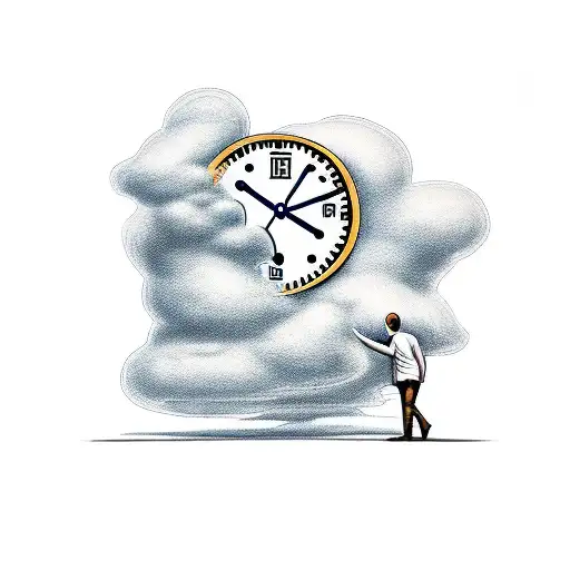 A Cloud With A Clock And A Guy In The Background