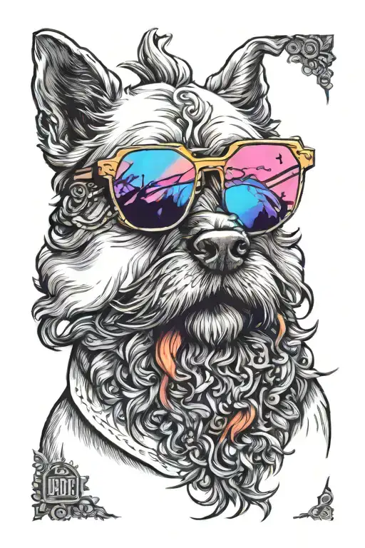 Dog Wearing Sunglasses With A Beard