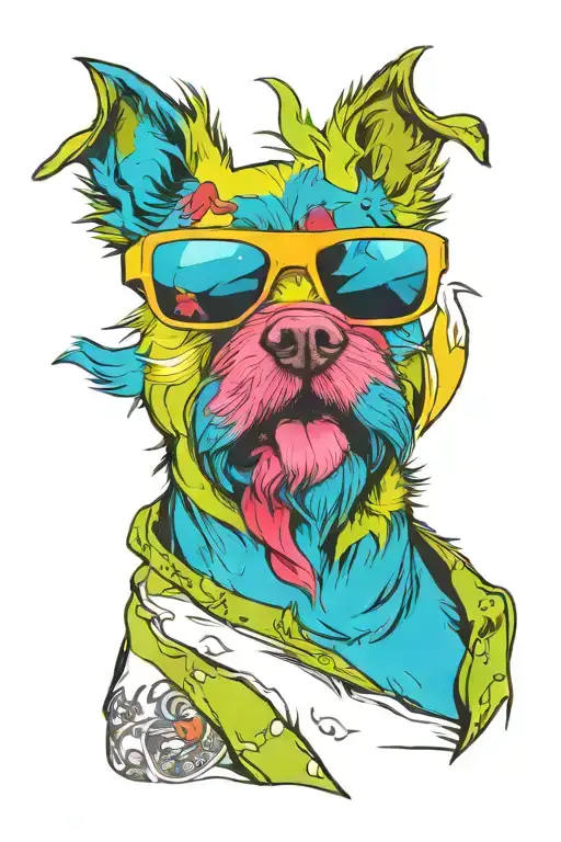 Dog Wearing Sunglasses With A Beard