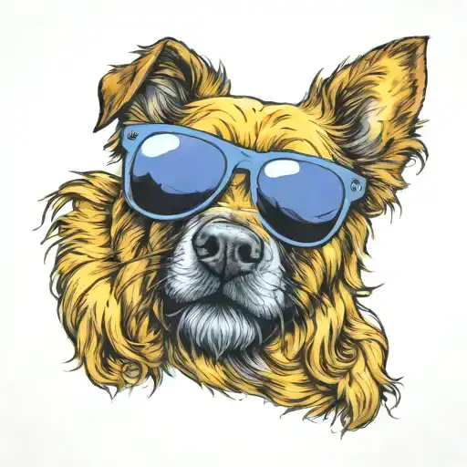 Dog Wearing Sunglasses With A Beard