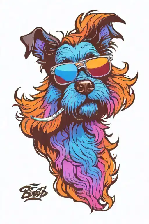 Dog Wearing Sunglasses With A Beard