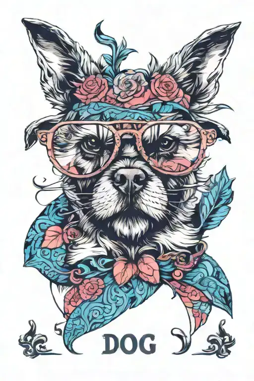 Dog Wearing Sunglasses With A Beard