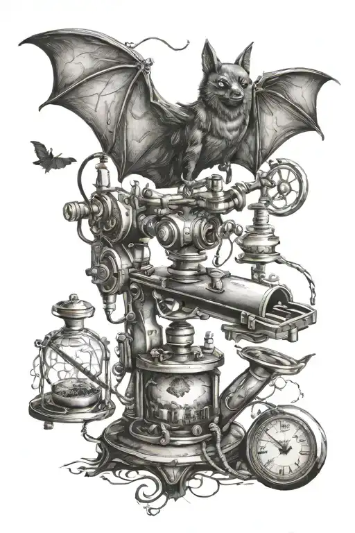 Bat And A Microscope Surrounded By Dna