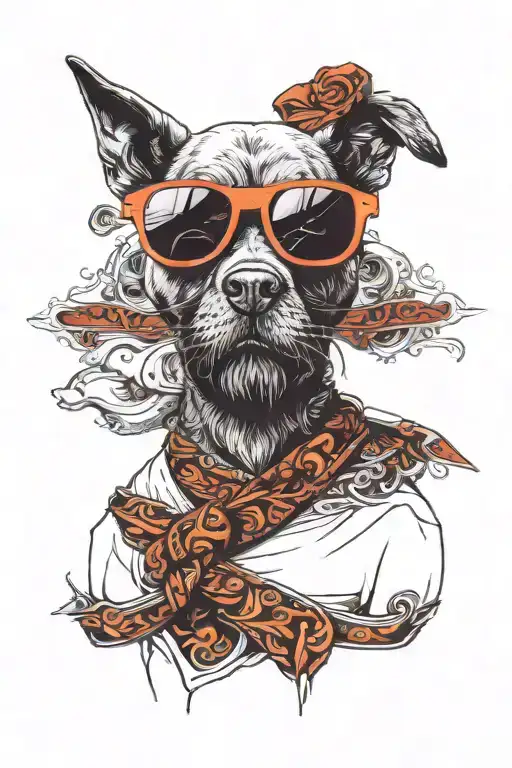 Dog Wearing Sunglasses With A Beard