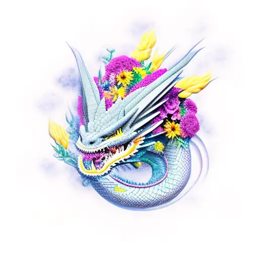 Dragon Made Of Flowers